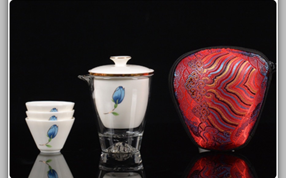 Sheep fat Jade Travel Tea set, Red pine craft pottery, Li Family 031