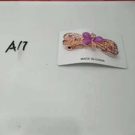 Alloy spring clamp A-17 with rose gold plating and inlaying process