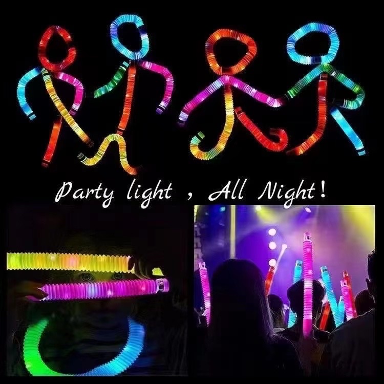 The luminous telescopic plastic tube, the same style as the popular online celebrity Douyin, is a new and unique toy Specification image
