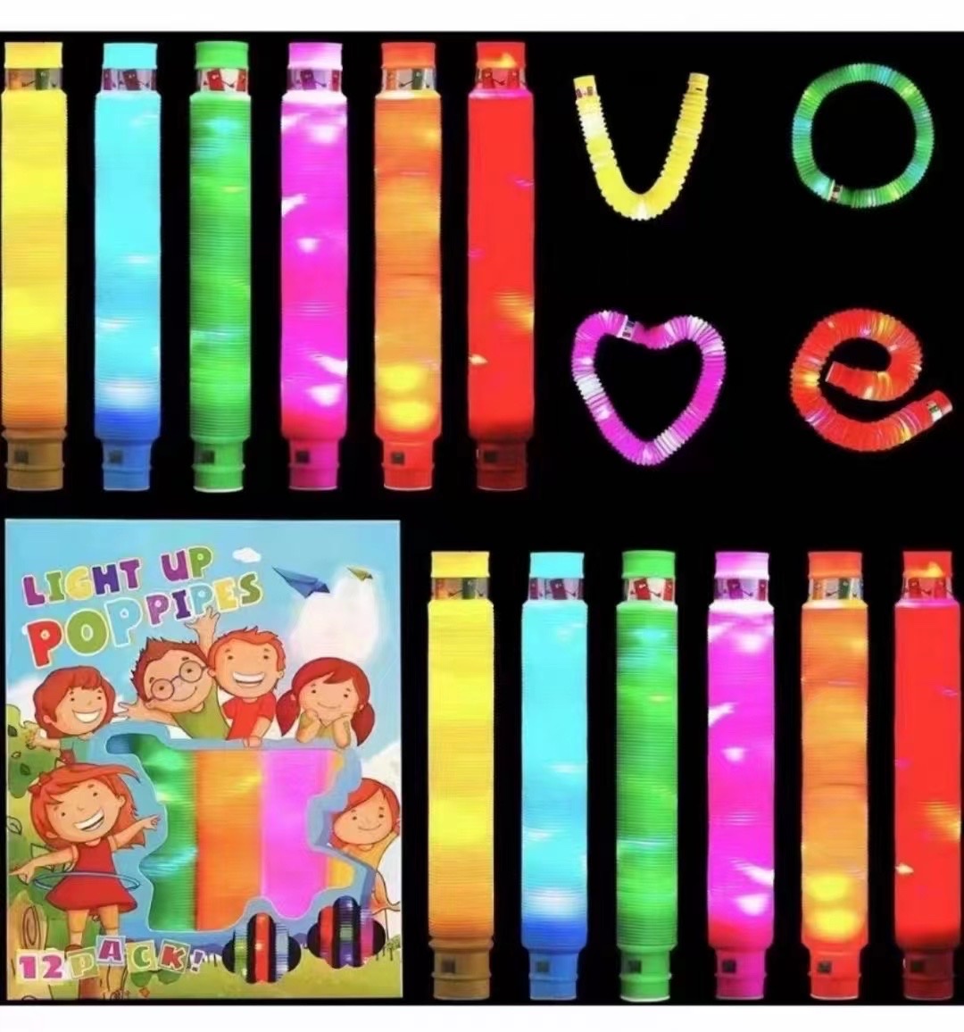 The luminous telescopic plastic tube, the same style as the popular online celebrity Douyin, is a new and unique toy Item Picture