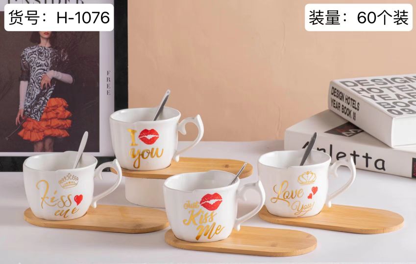 方圆陶瓷配竹木版托杯蝶咖啡水杯FYUI67532详情图4