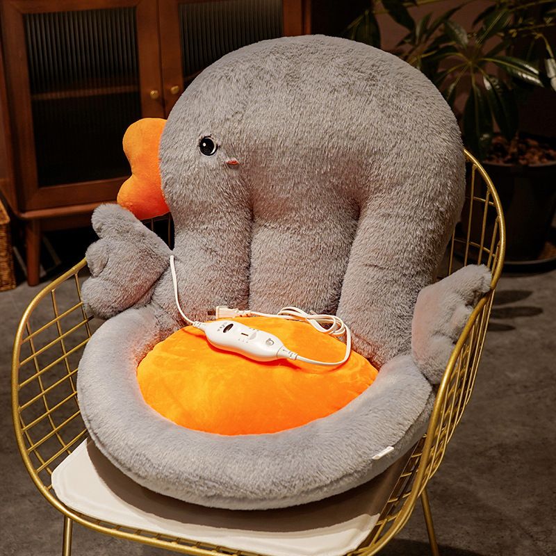 Cartoon goose one-piece cushion seat cushion, thickened rabbit fleece dining chair cushion that can be heated in winter, student office cushion detail image 6