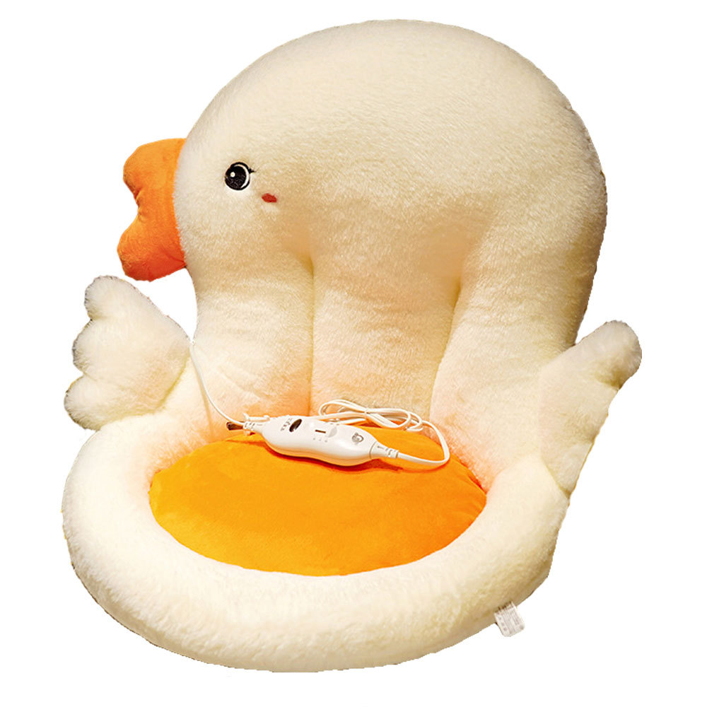 Cartoon goose one-piece cushion seat cushion, thickened rabbit fleece dining chair cushion that can be heated in winter, student office cushion detail image 4