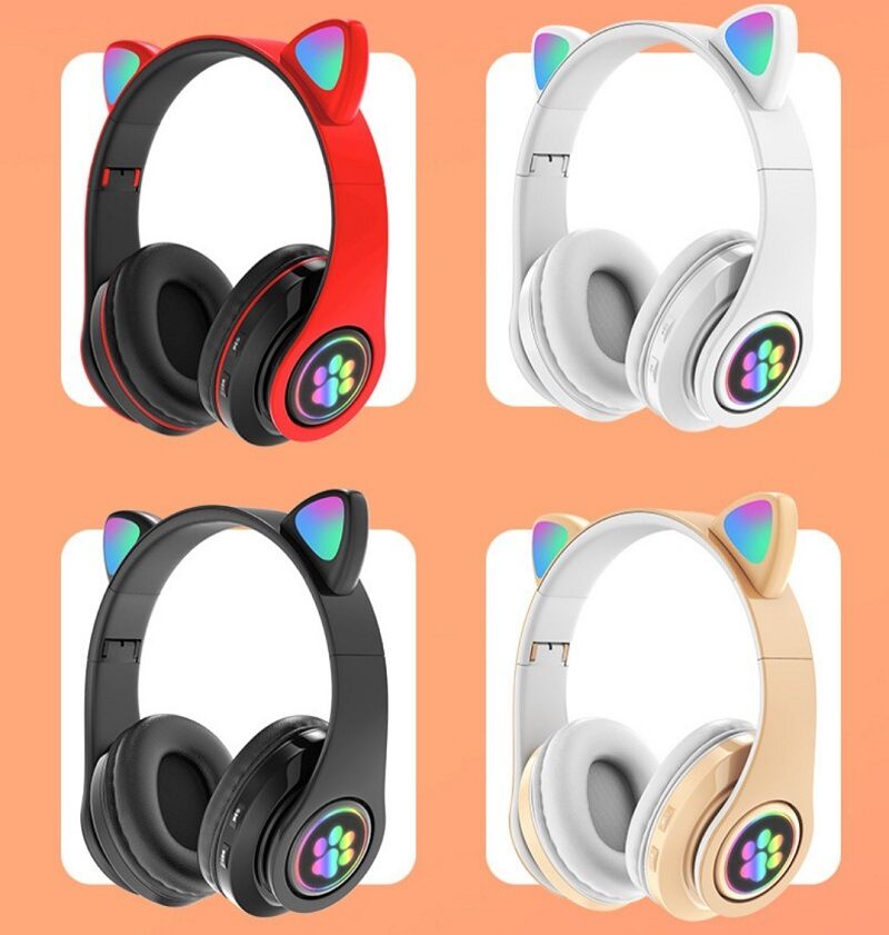 The new B39 Cat Ear and Cat Paw wireless Bluetooth headphones are over-ear with 5.0 LED light macarons detail image 7