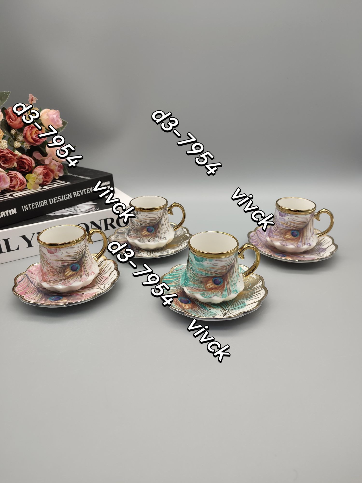 方圆陶瓷镀金咖啡杯蝶北欧咖啡杯碟FTR5423334详情图8
