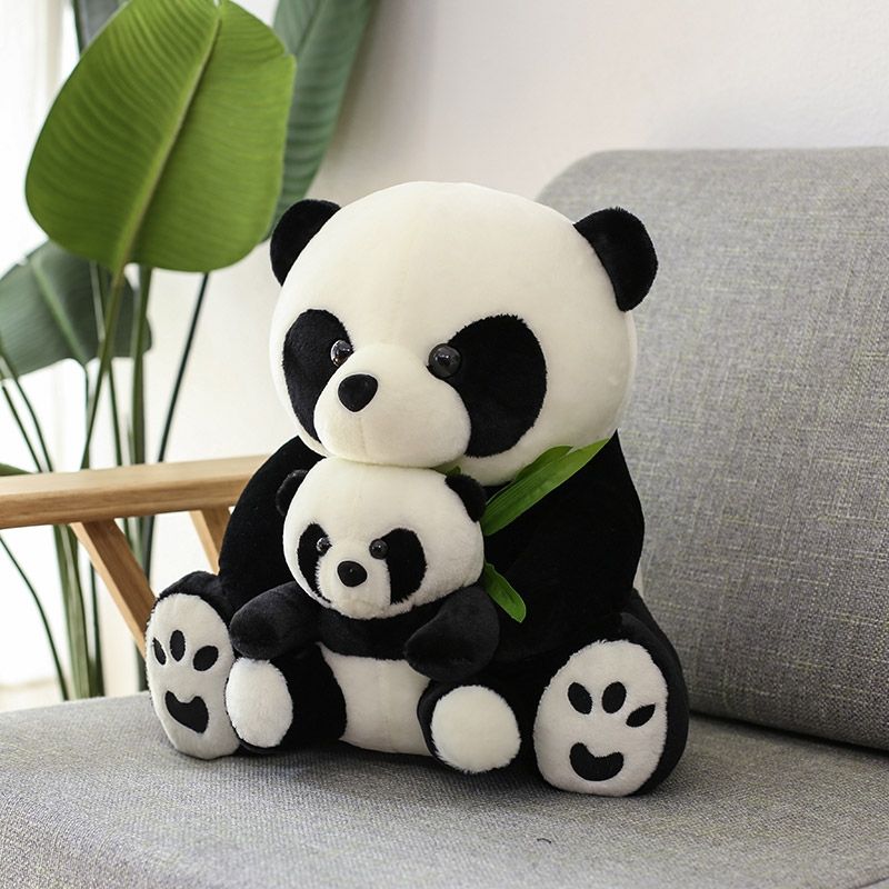 72cm可爱母子熊猫公仔毛绒玩具抱竹子大熊猫玩偶娃娃抱枕儿童生日礼物详情图1