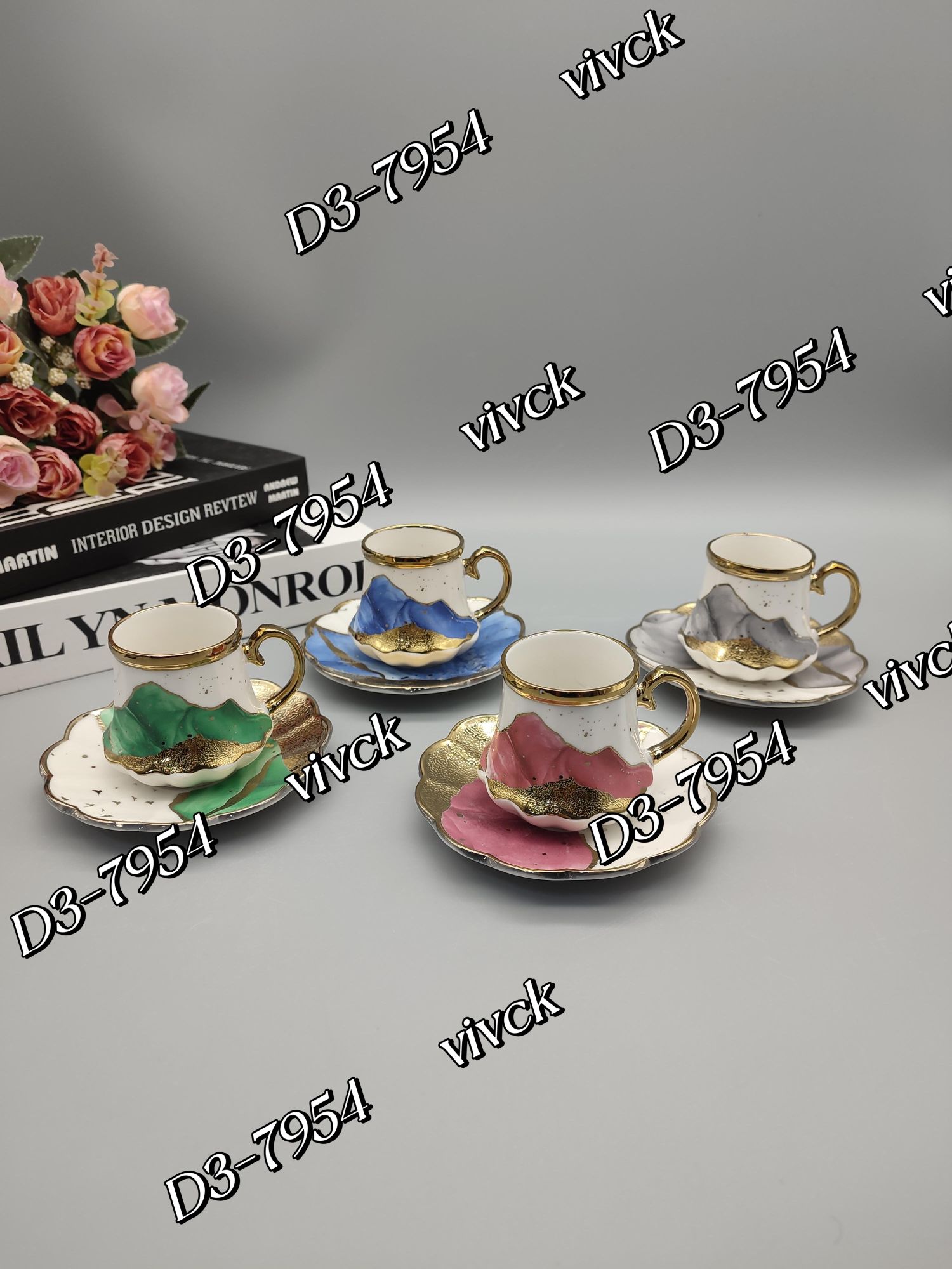 方圆陶瓷镀金咖啡杯蝶北欧咖啡杯碟FTR5423334详情图9