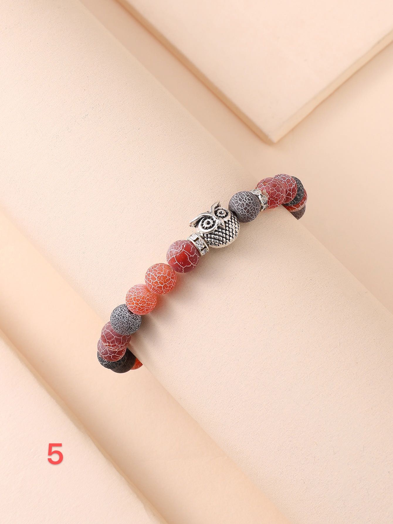 欧美时尚流行天然石梦幻玛瑙猫头鹰弹力绳爆款男士女士手链