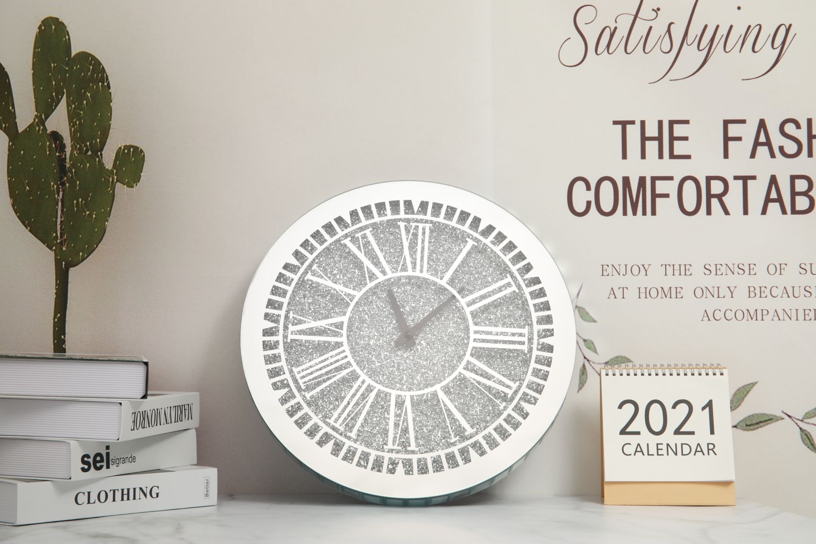 圆格玻璃时钟挂钟