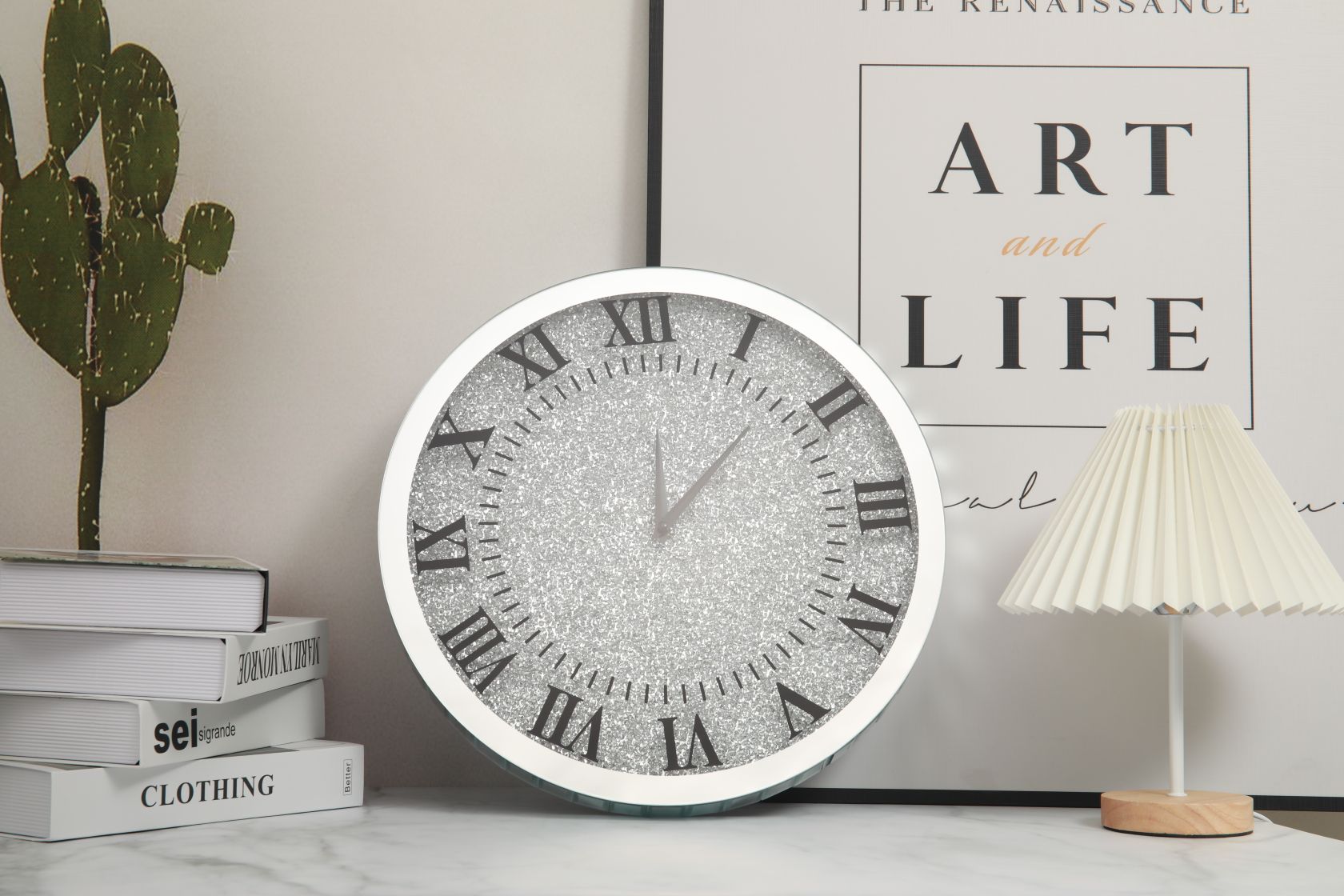 玻璃时钟挂钟，镶钻时钟挂钟