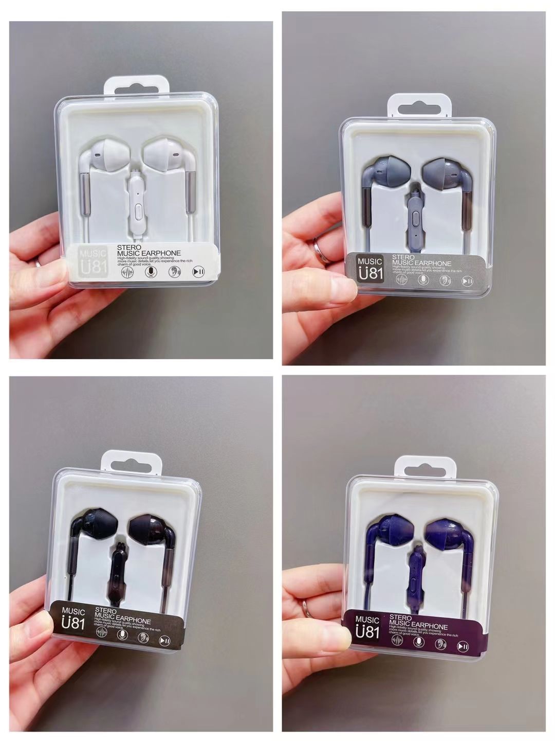 Sogo brand headphones, U81 headphones, earplugs, ear labels, headphones with labels, mobile phone headphones, wired headphones, ear cables details Picture