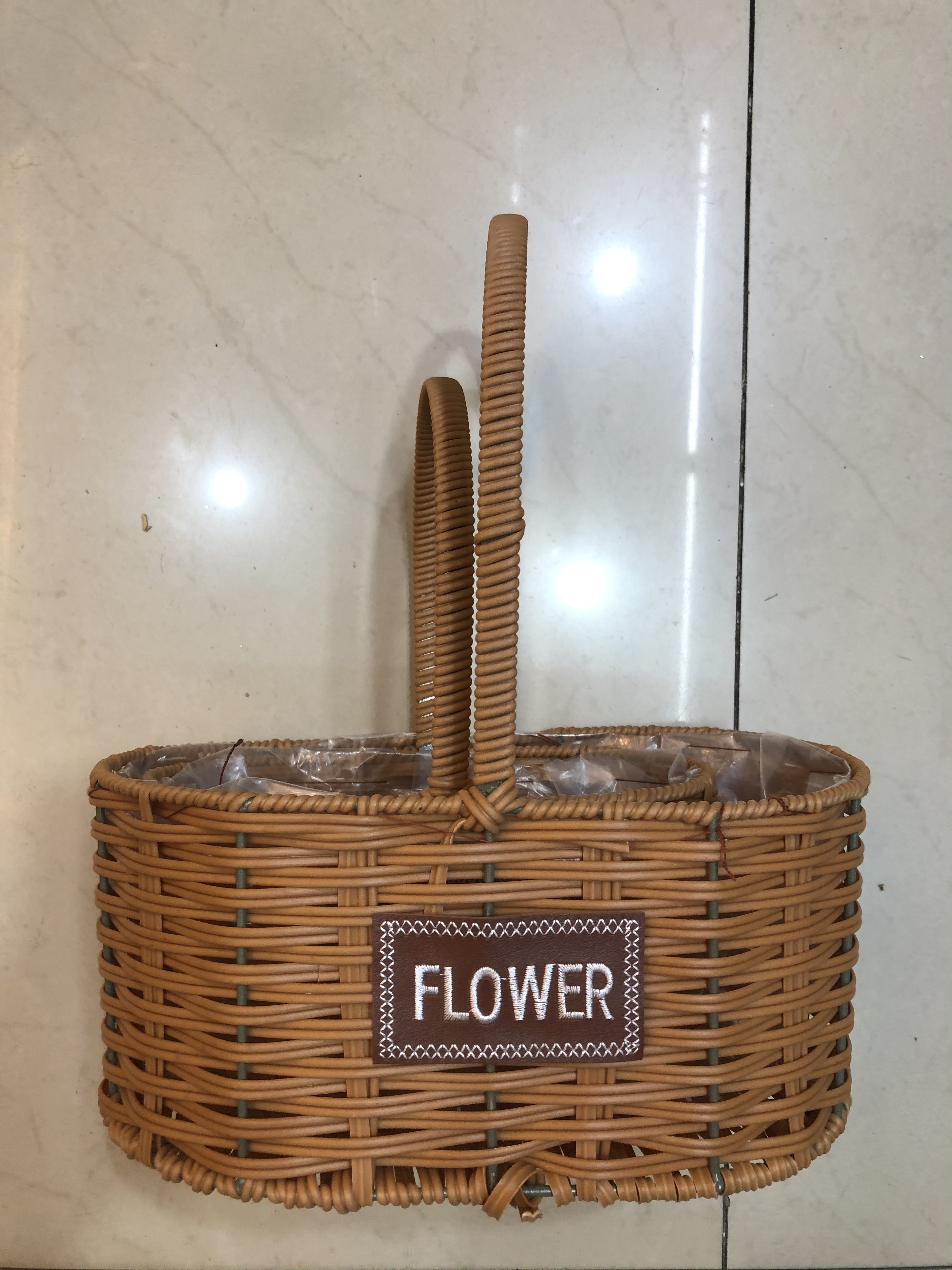 蛋形塑料套二提篮纯手工编织插花礼品