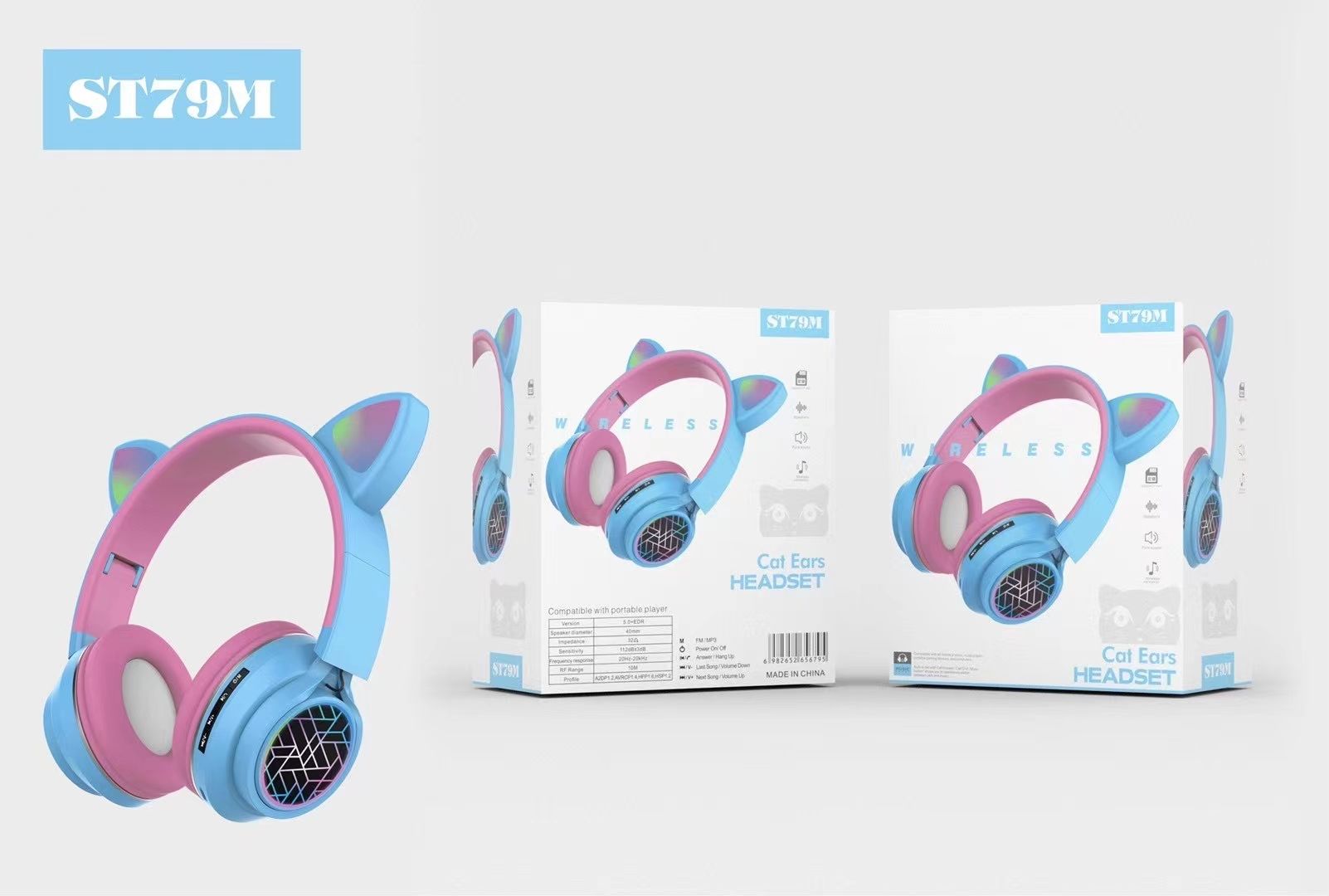 Sogo brand headphones, ST-79 wireless Bluetooth headphones, branded headphones, over-ear headphones detail image 7