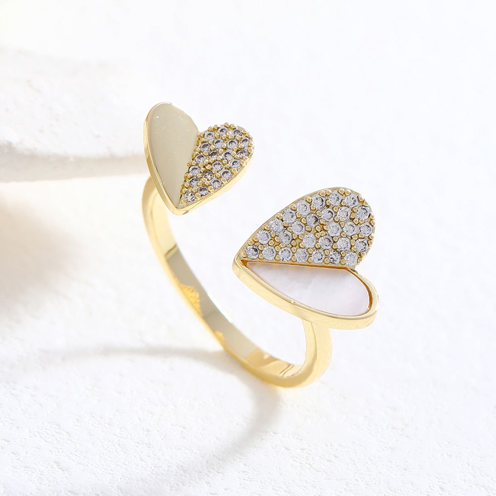 Fengyu Heart-shaped Shell Ring, Summer Niche design, ins Trendy light Luxury Index Finger opening Ring, fashionable and individual, adjustable light Luxury 001