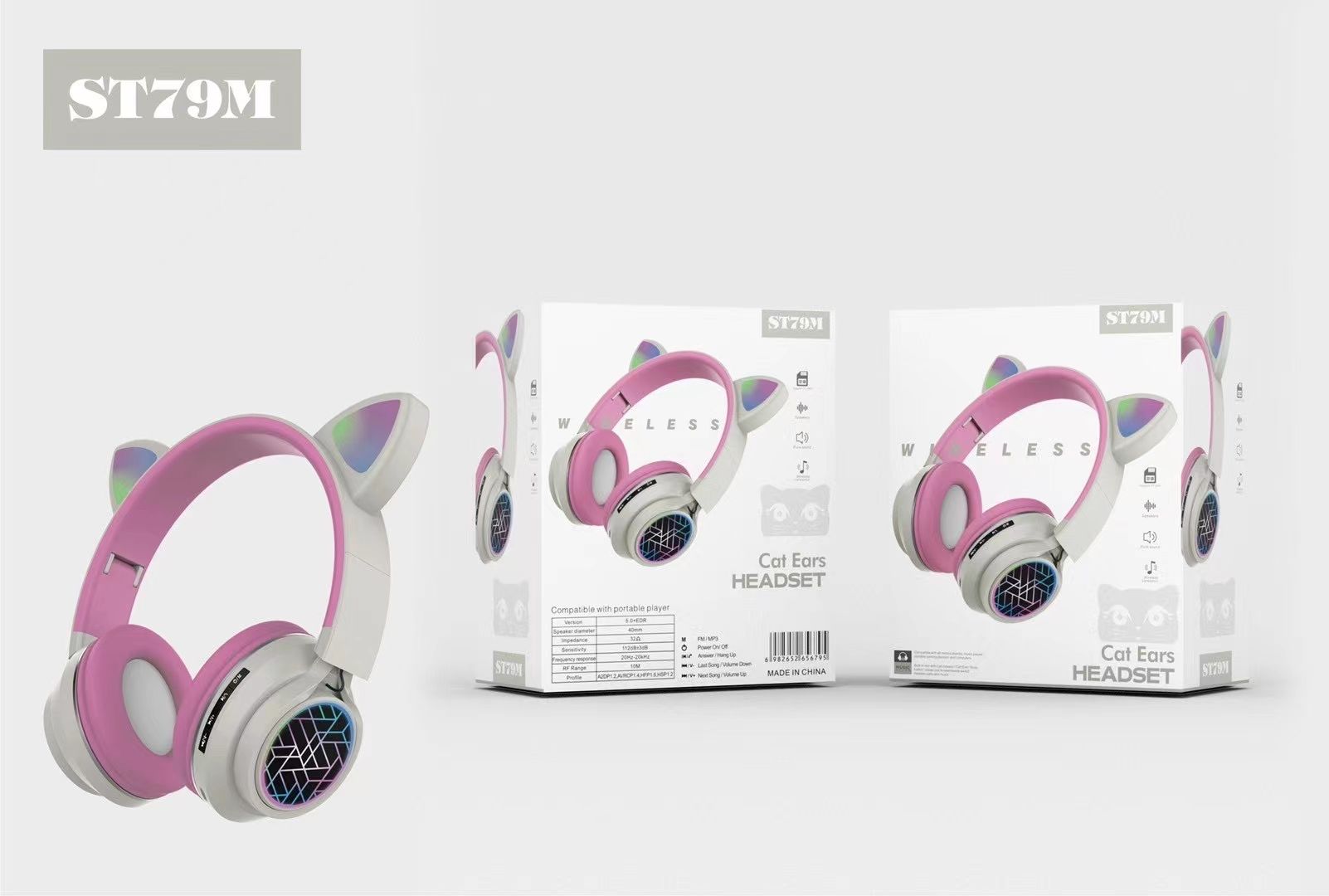 Sogo brand headphones, ST-79 wireless Bluetooth headphones, branded headphones, over-ear headphones detail image 9