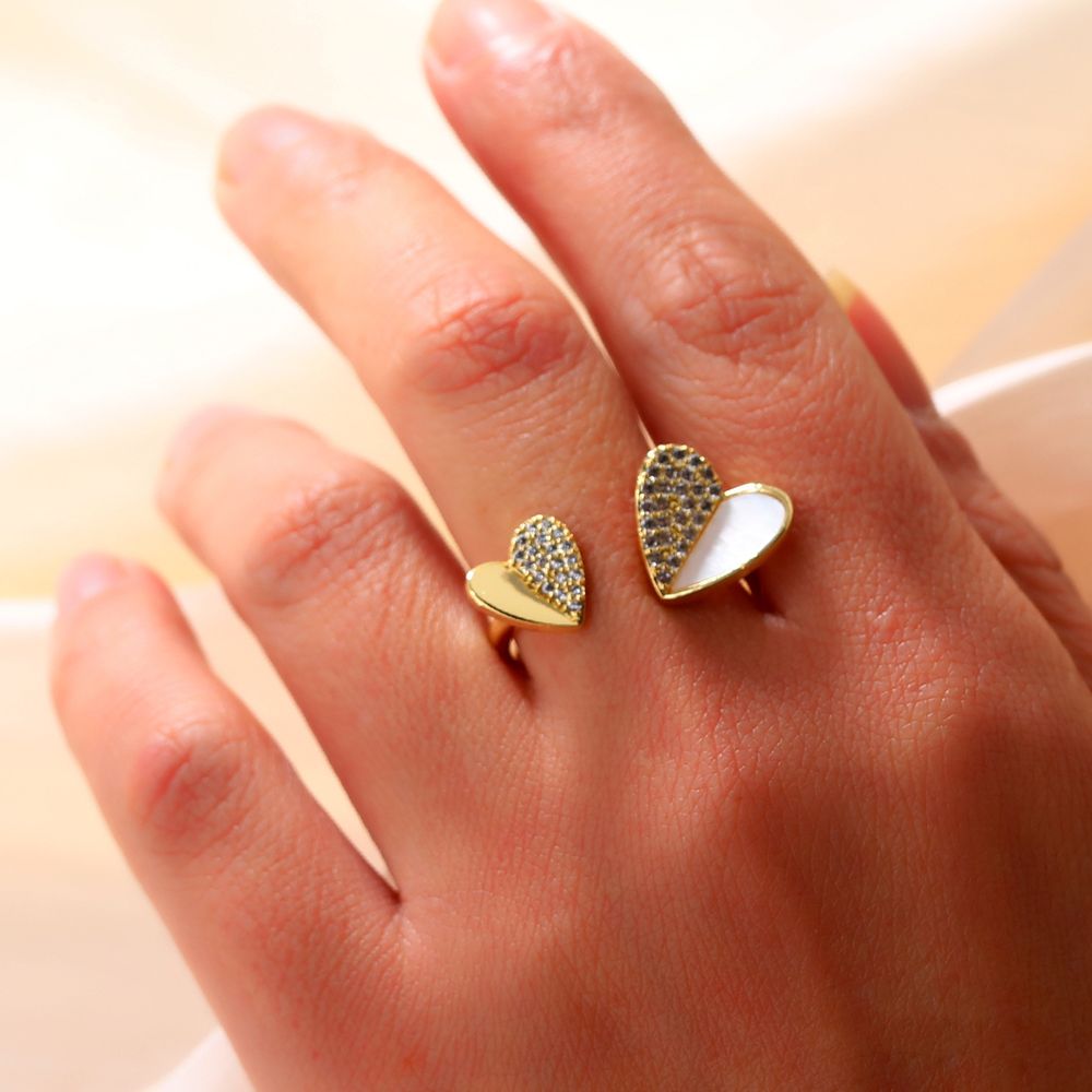 Fengyu Heart-shaped Shell Ring, Summer Niche design, ins Trendy light Luxury Index Finger opening Ring, fashionable and individual, adjustable light Luxury 001 Specification image