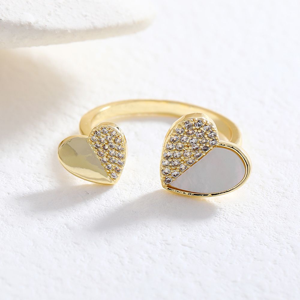 Fengyu Heart-shaped Shell Ring, Summer Niche design, ins Trendy light Luxury Index Finger opening Ring, fashionable and individual, adjustable light Luxury 001 details Picture