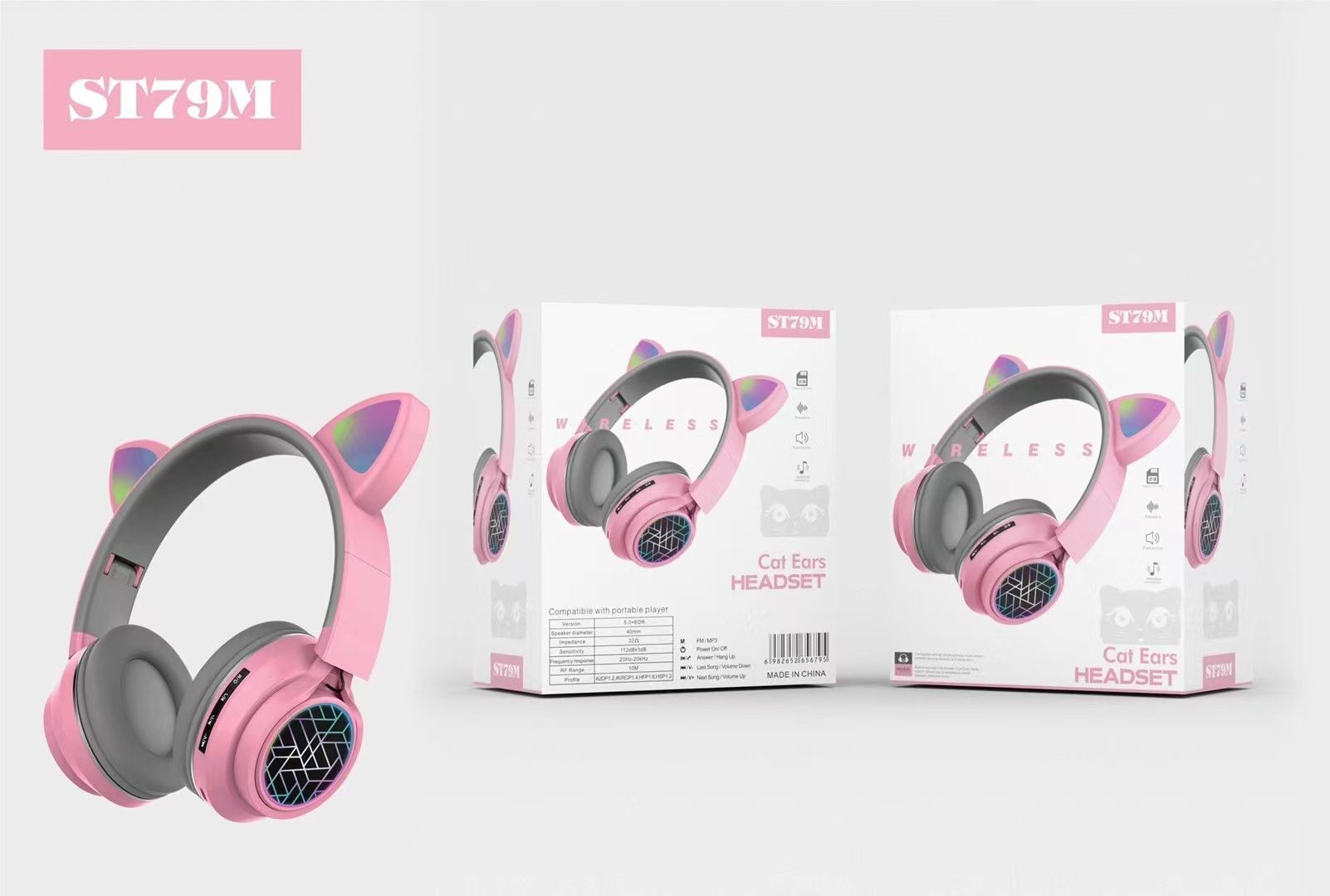 Sogo brand headphones, ST-79 wireless Bluetooth headphones, branded headphones, over-ear headphones Item Picture