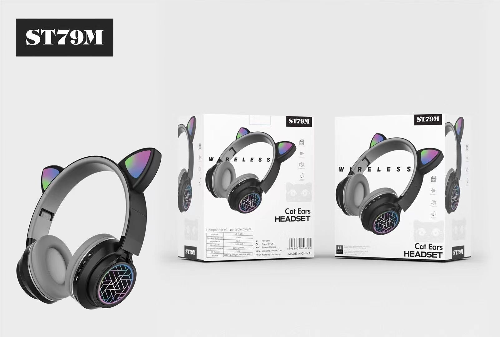 Sogo brand headphones, ST-79 wireless Bluetooth headphones, branded headphones, over-ear headphones detail image 6