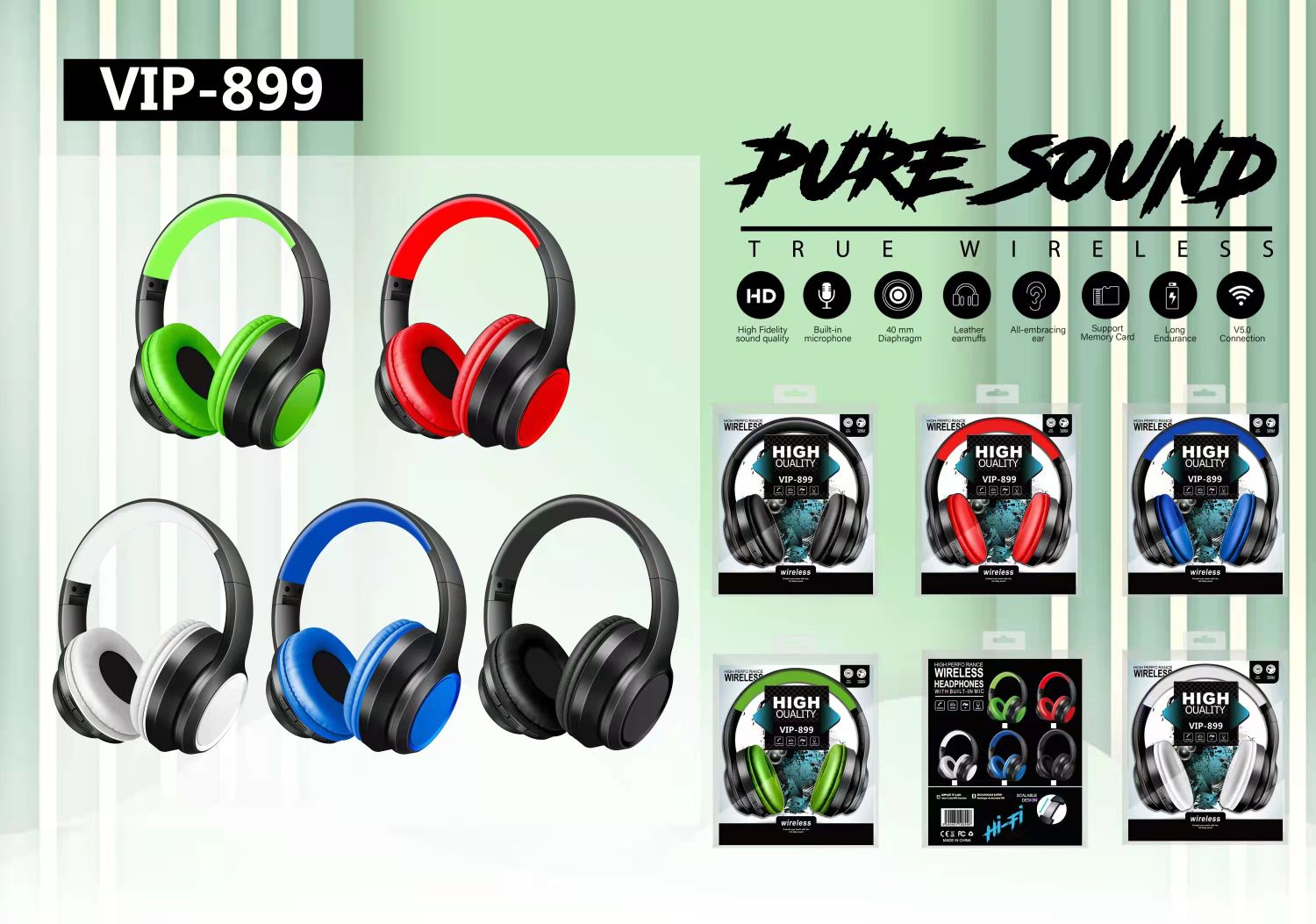Sogo brand headphones, wireless Bluetooth headphones, Bluetooth headphones with labels detail image 2