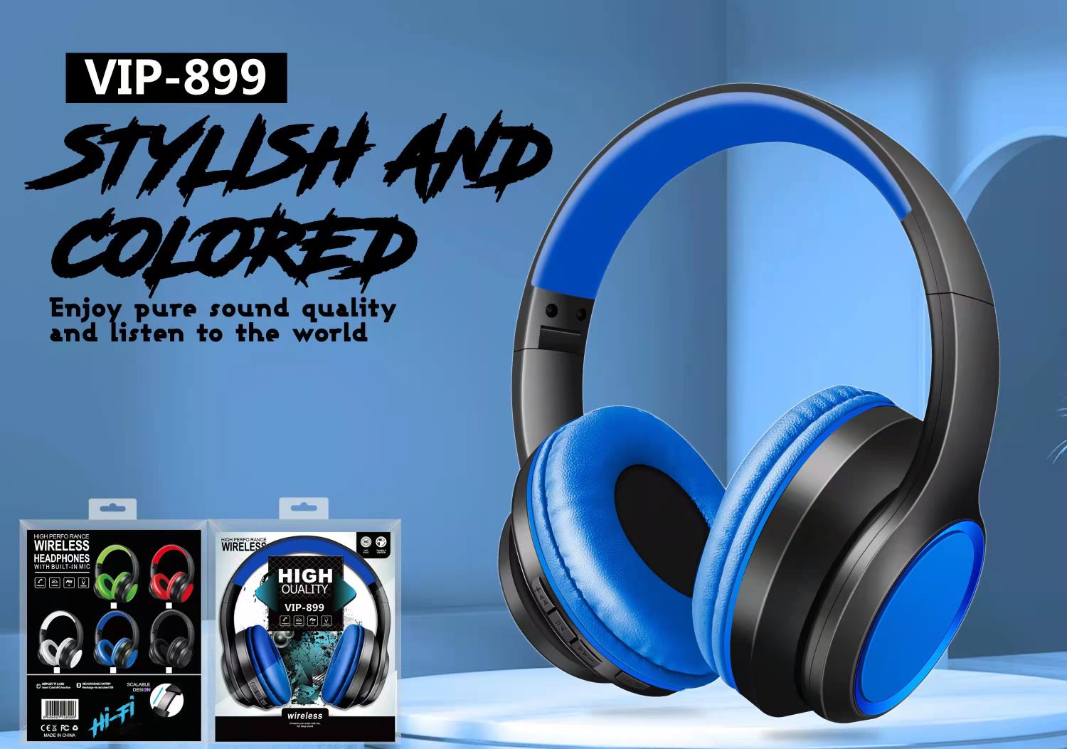 Sogo brand headphones, wireless Bluetooth headphones, Bluetooth headphones with labels Item Picture