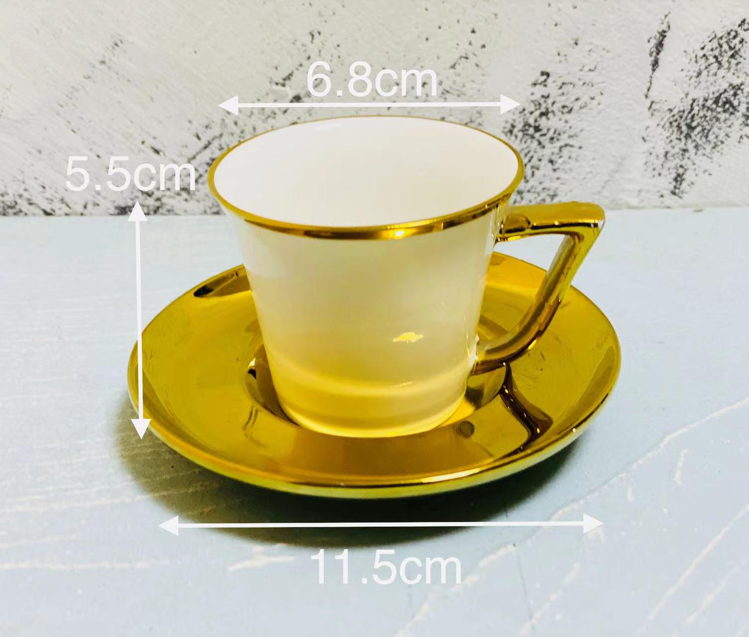 方圆陶瓷咖啡水具镀金北欧风格咖啡杯蝶FY767834详情图4