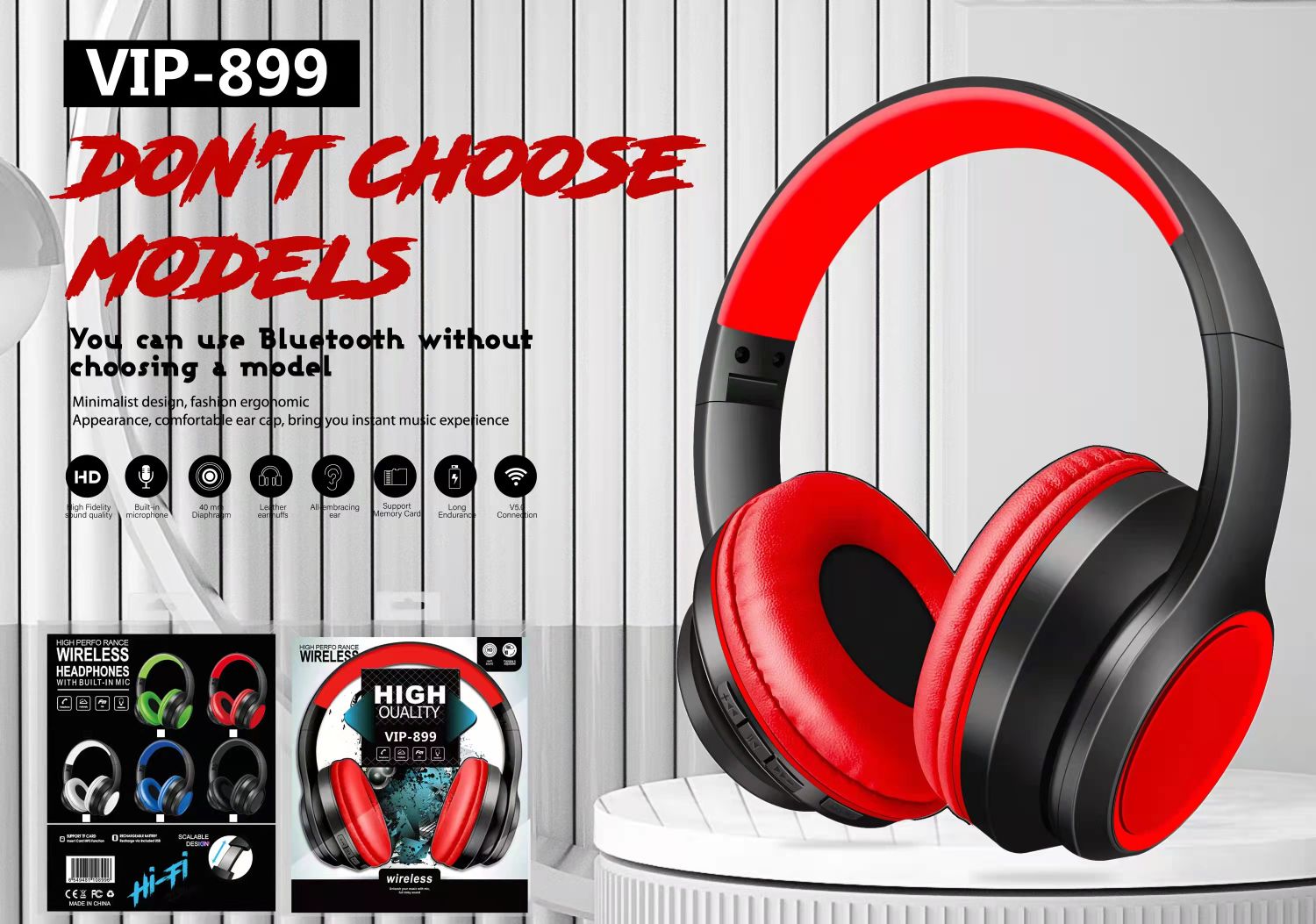 Sogo brand headphones, wireless Bluetooth headphones, Bluetooth headphones with labels details Picture