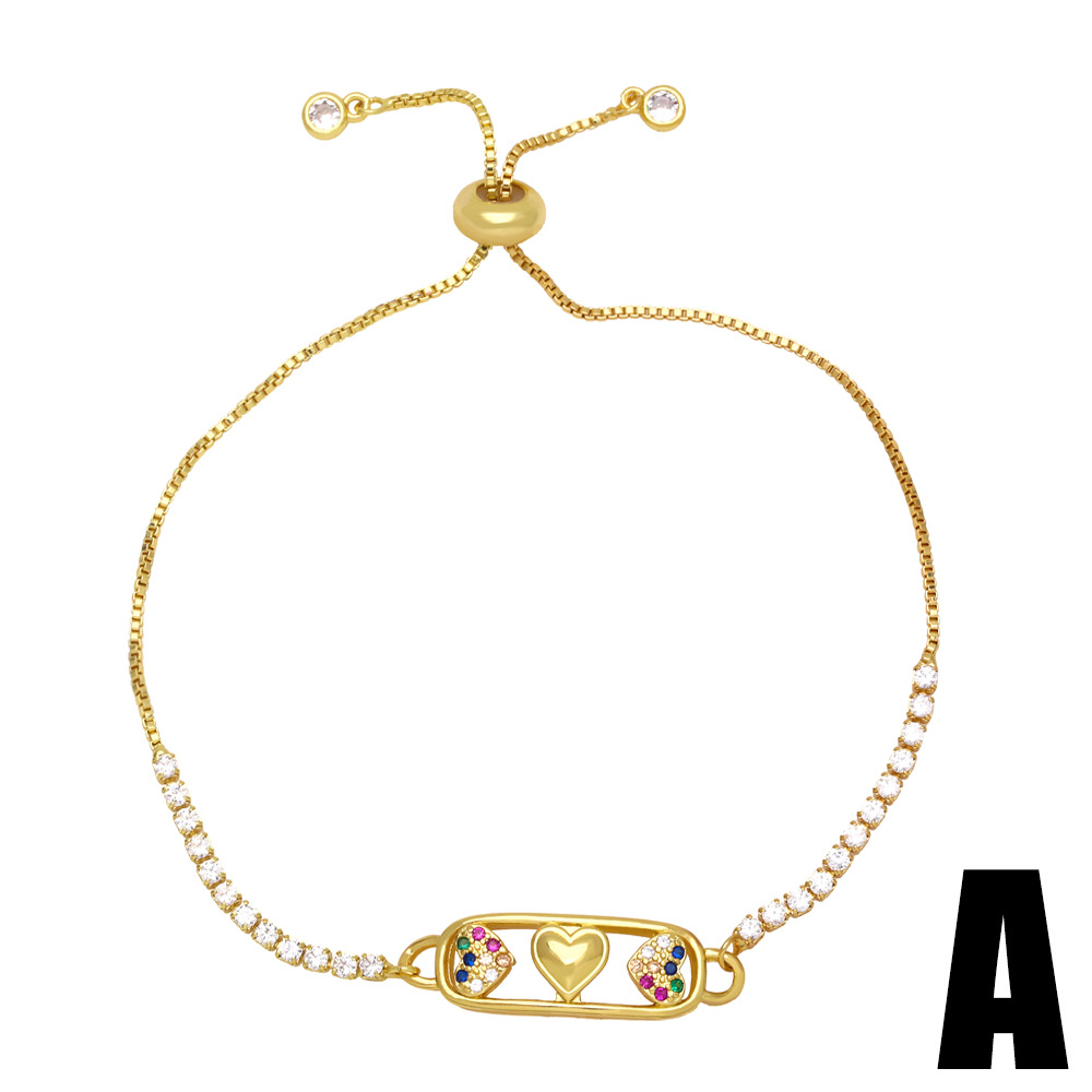 Cross-border new accessory: Simple and fashionable European and American heart-shaped moon and star bracelet, women's colored diamond zircon bracelet details Picture