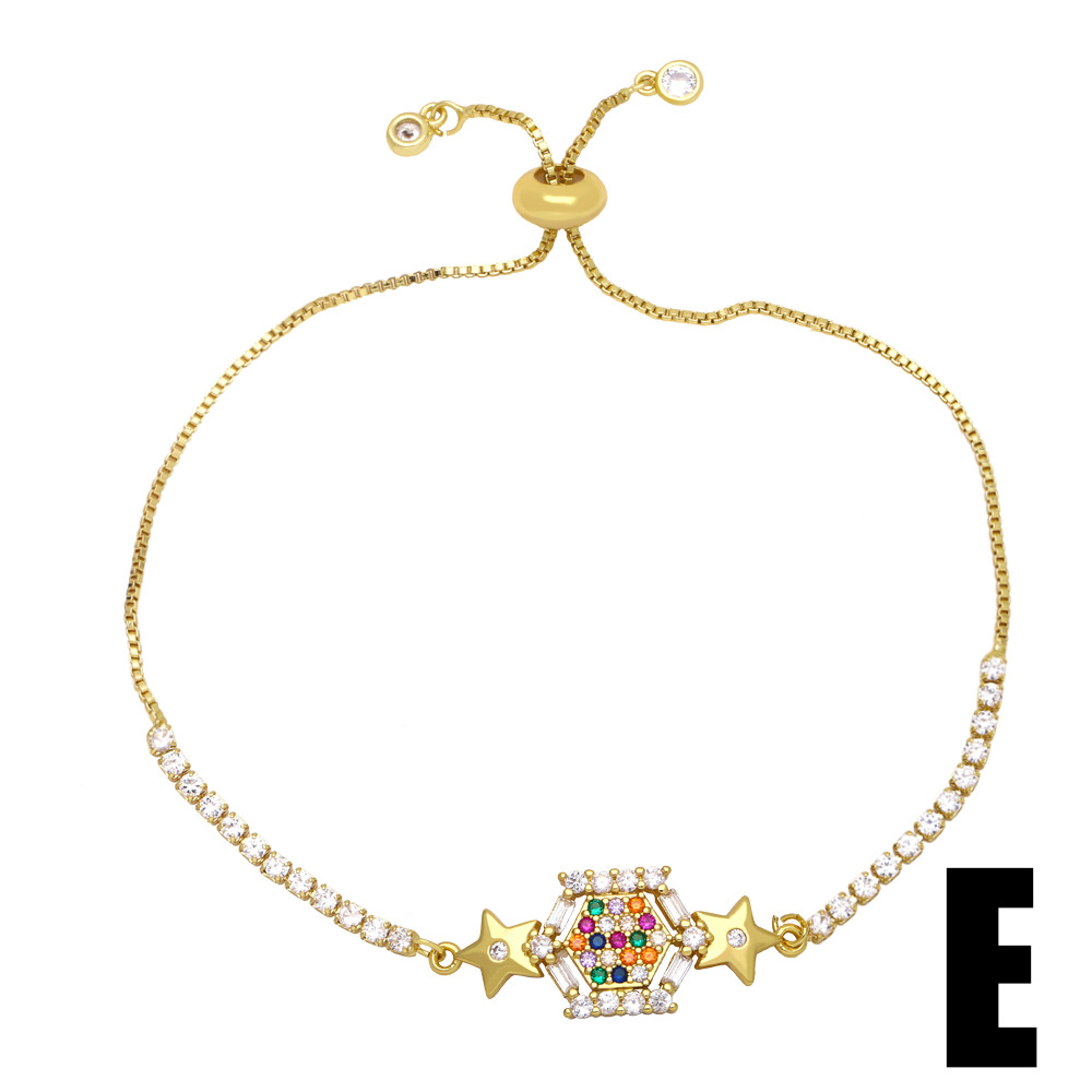 Amazon's best-selling European and American colorful zircon star smiling face bracelet, women's life tree letter love bracelet detail image 5