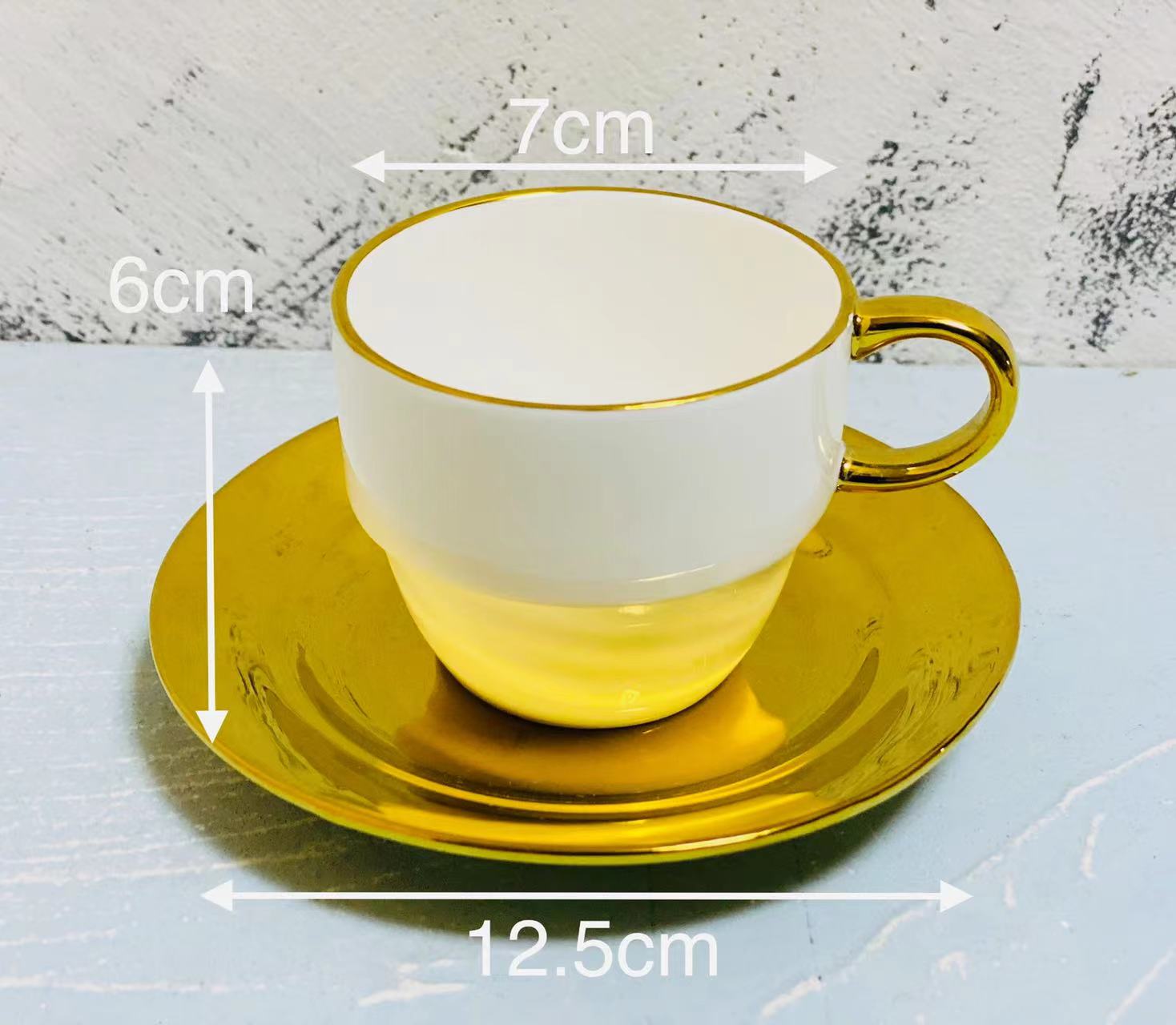 方圆陶瓷咖啡水具镀金北欧风格咖啡杯蝶FY767834详情图7