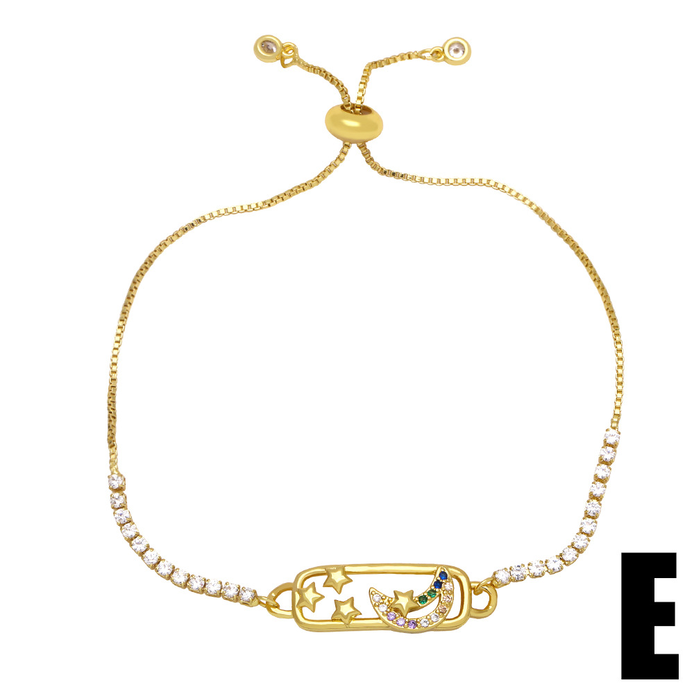 Cross-border new accessory: Simple and fashionable European and American heart-shaped moon and star bracelet, women's colored diamond zircon bracelet detail image 6