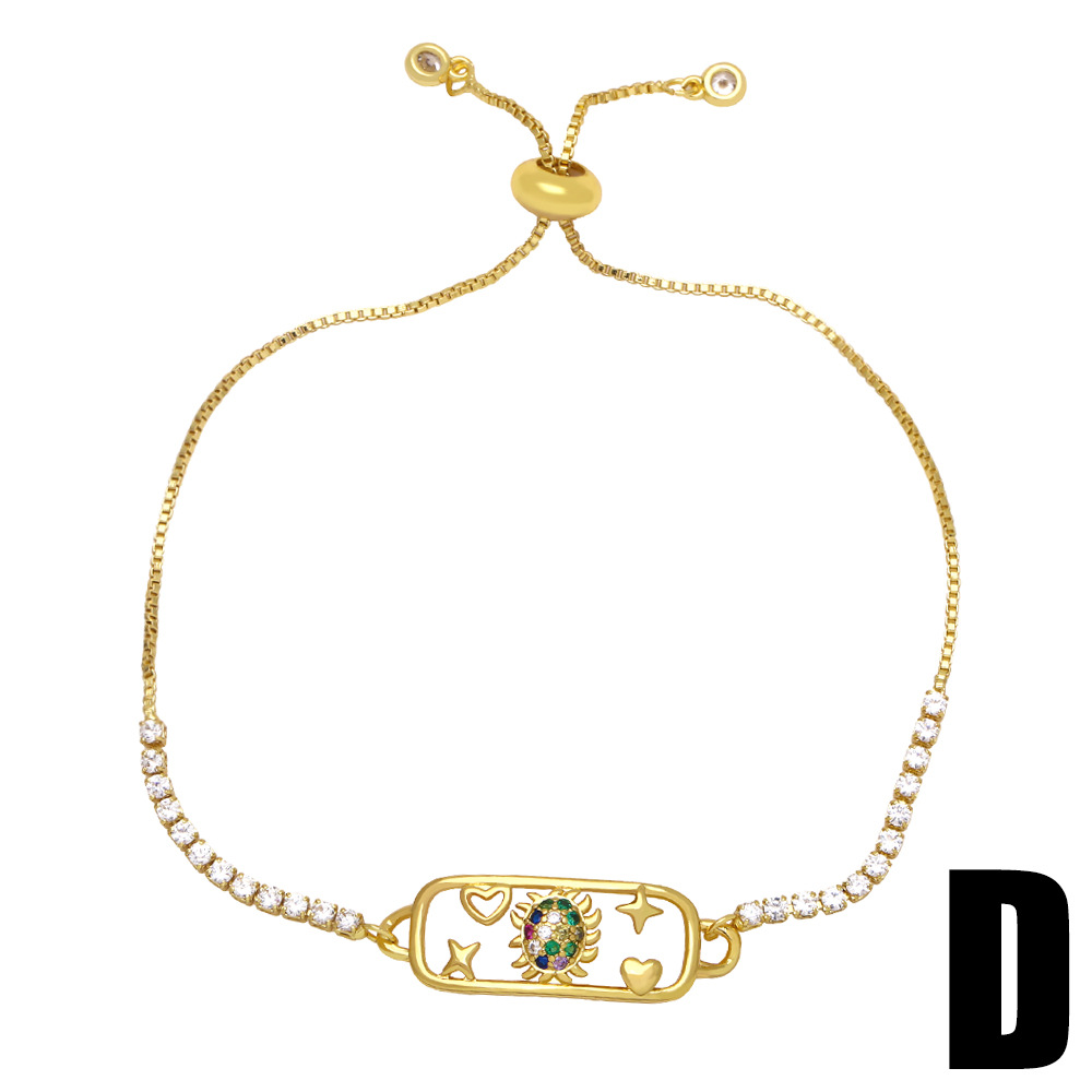 Cross-border new accessory: Simple and fashionable European and American heart-shaped moon and star bracelet, women's colored diamond zircon bracelet Item Picture