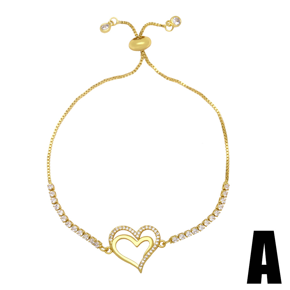 A retro diamond-encrusted heart-shaped bracelet with a unique European and American style. It features an Instagram niche design with the letter "love" for women Application Scenario