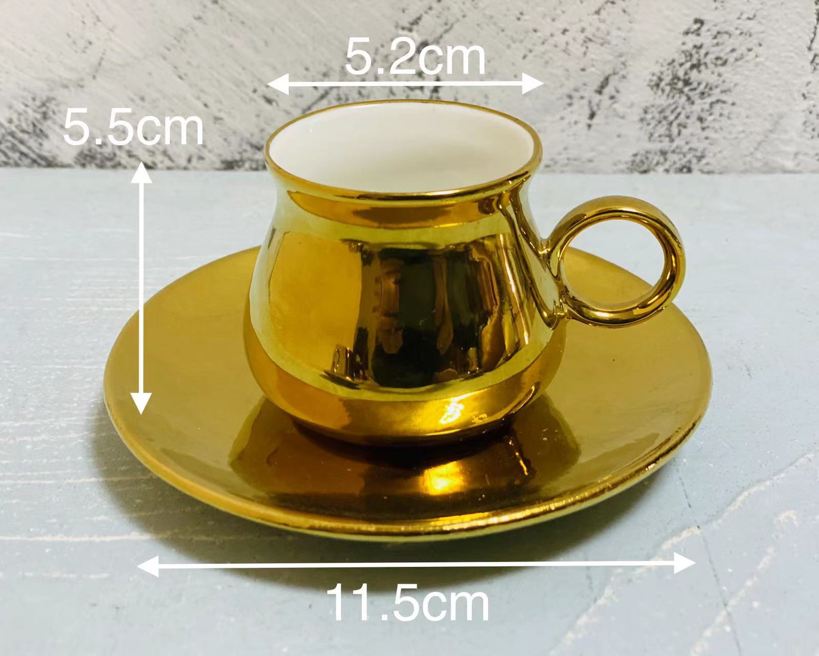 方圆陶瓷咖啡水具镀金北欧风格咖啡杯蝶FY767834