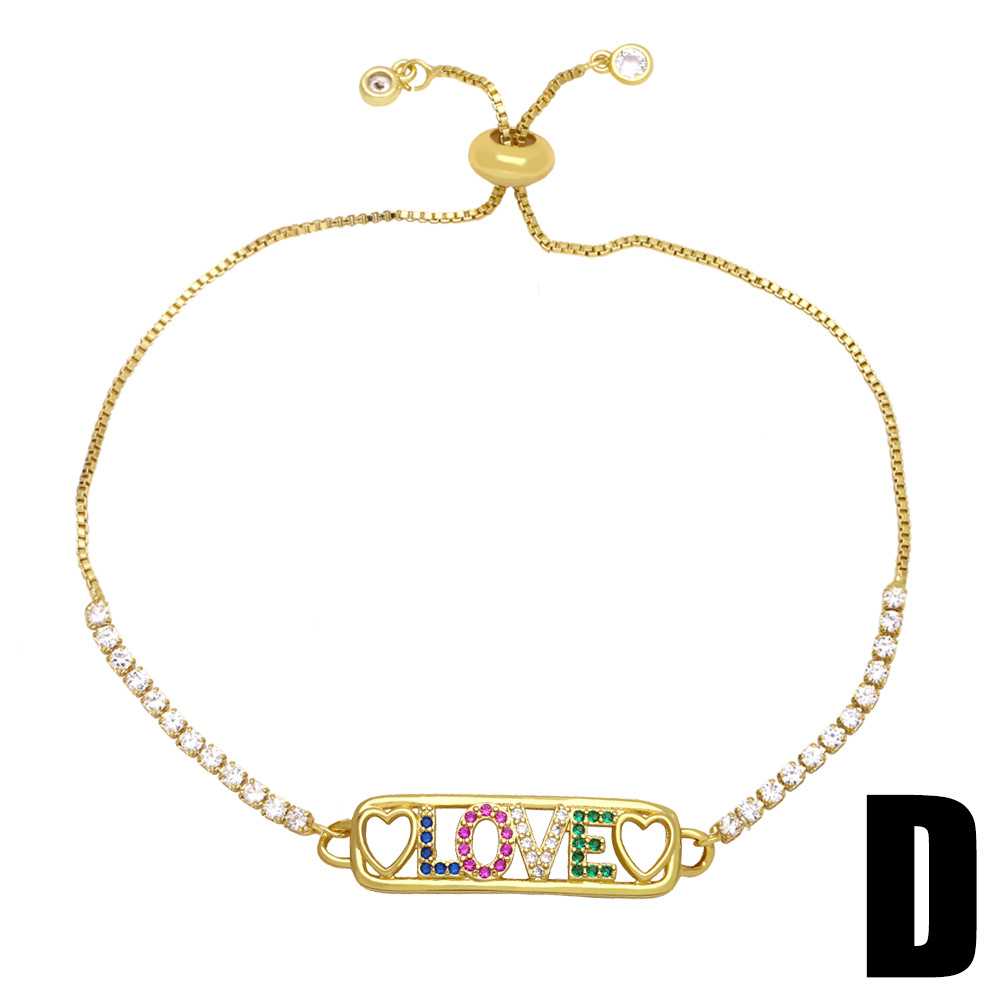 Amazon's best-selling European and American colorful zircon star smiling face bracelet, women's life tree letter love bracelet detail image 4