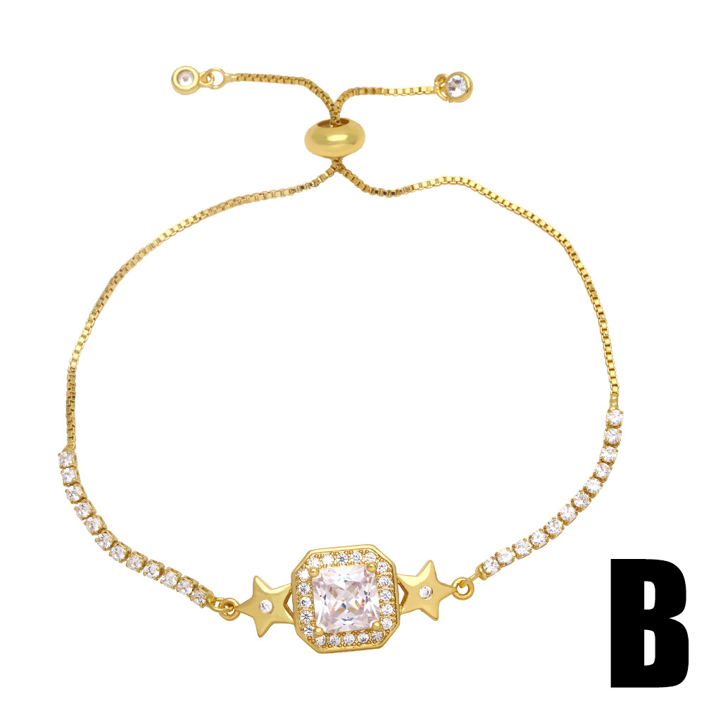 Simple zircon bracelet for women, a popular European and American fashion, versatile colored diamond rainbow star butterfly bracelet jewelry detail image 3