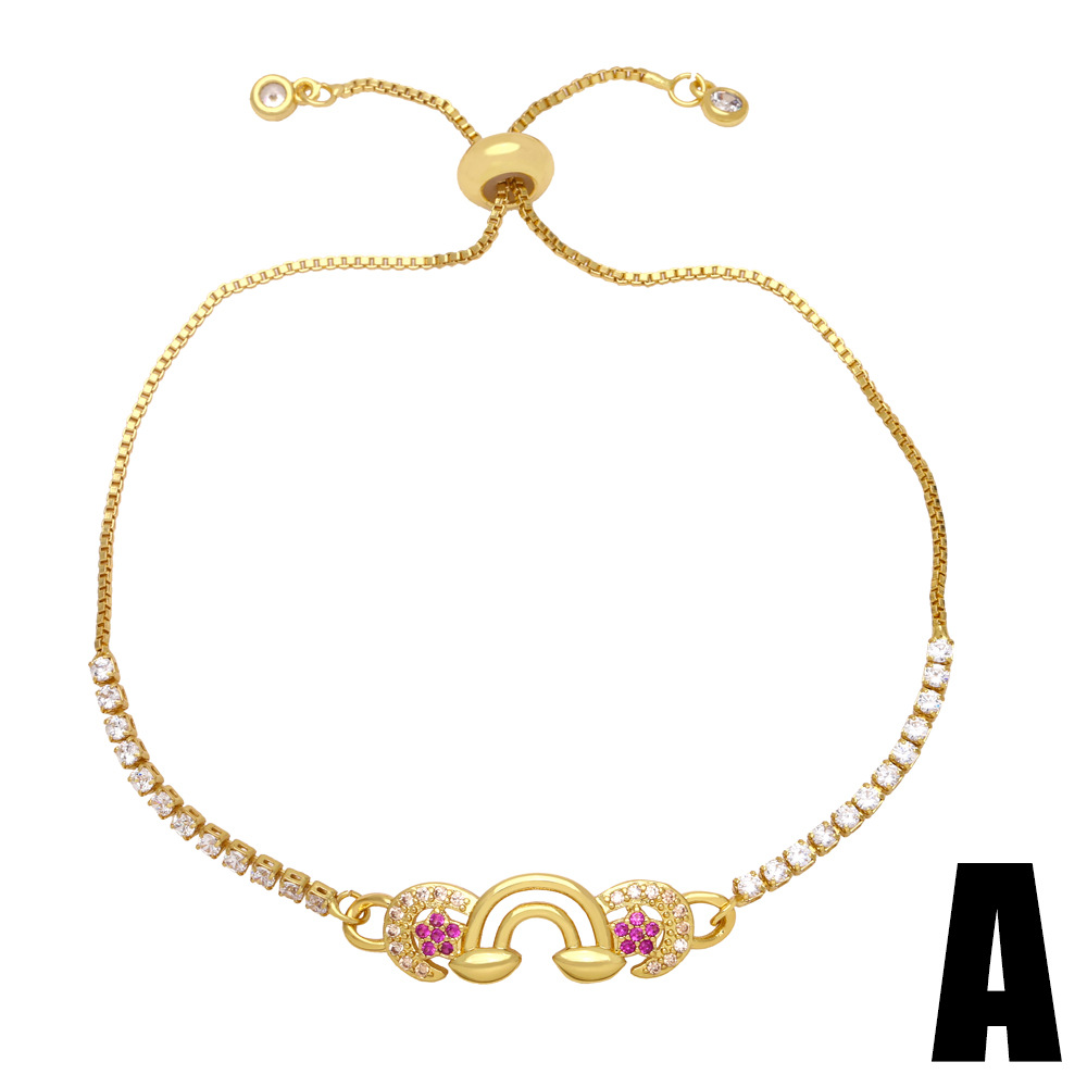 Simple zircon bracelet for women, a popular European and American fashion, versatile colored diamond rainbow star butterfly bracelet jewelry detail image 2