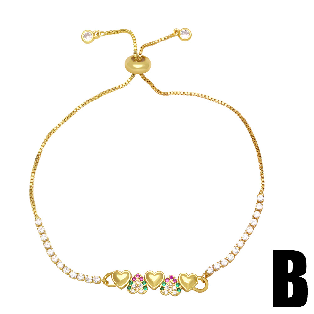 Cross-border new accessory: Simple and fashionable European and American heart-shaped moon and star bracelet, women's colored diamond zircon bracelet detail image 3