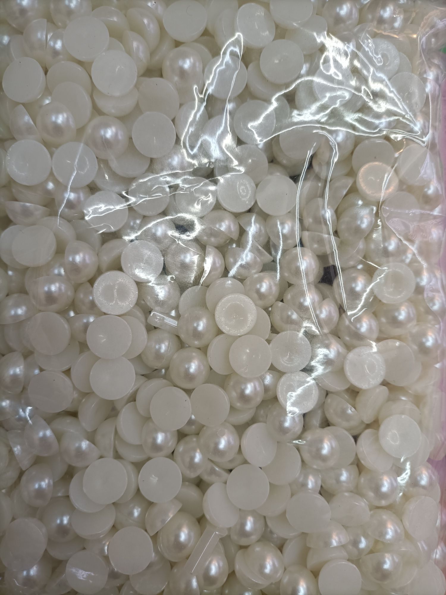 Zhen Ti 8-inch half-sided plastic imitation pearl round beads, 50 jin each piece 01 detail image 1