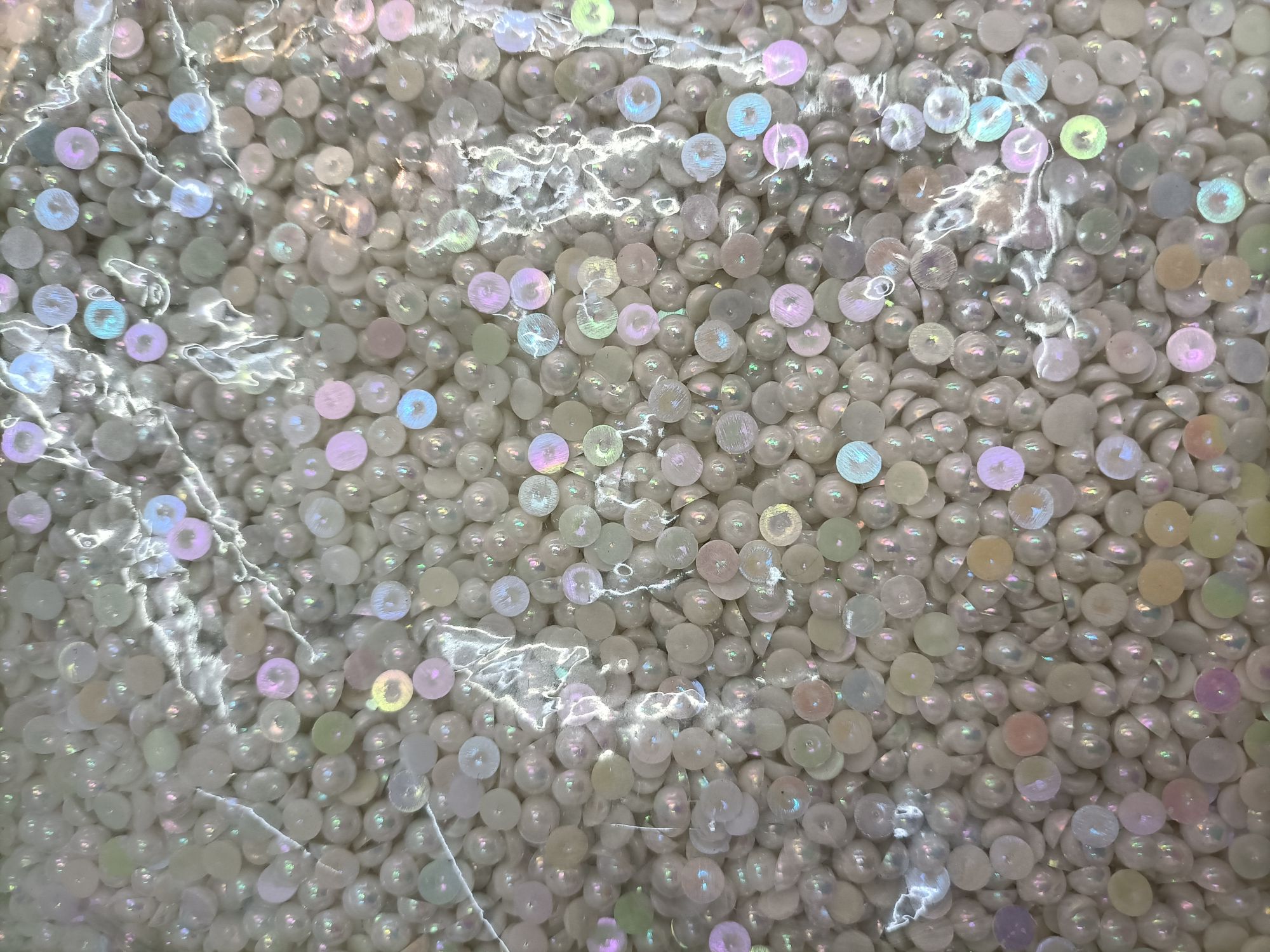 Zhen Ti 6 half-sided AB color imitation pearl round beads, 50 jin each piece 01