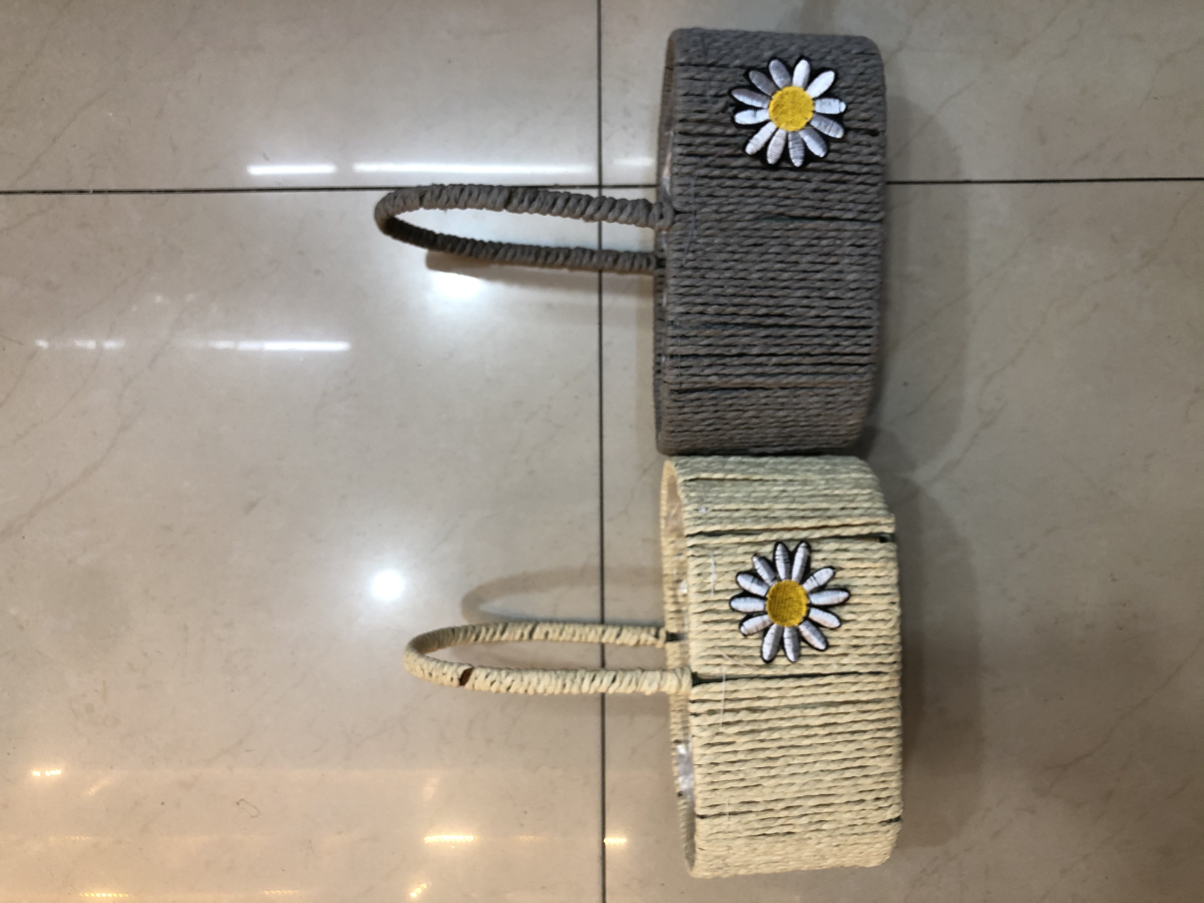 蛋形单子篮纸绳插花礼品纯手工编织篮