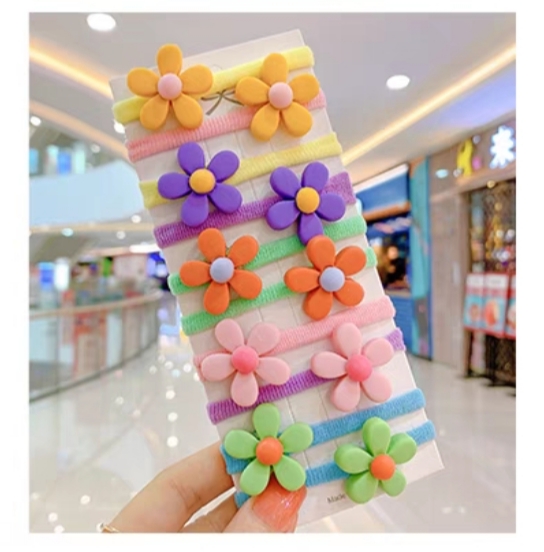 儿童头饰网红新款皮筋可爱宝宝头花女童发饰毛巾圈五瓣花206#