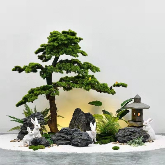 The garden landscaping series of artificial rockeries and bonsai are booming