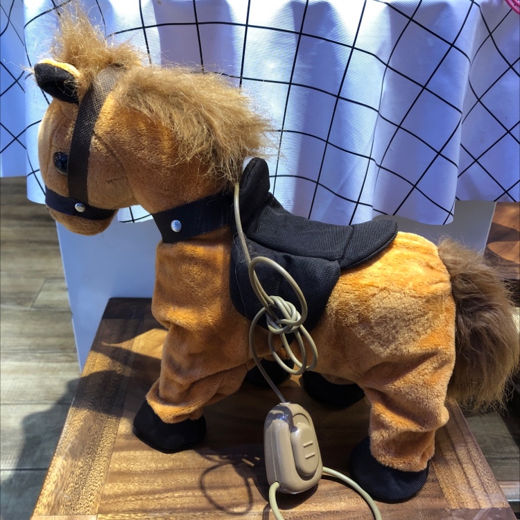 The new internet-famous best-selling electric plush toy, the brown horse with a leash that can walk and play music, is from the brand HNR419 Specification image