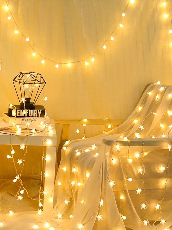 20头LED20头圣诞灯星星灯小白球装饰灯小彩灯串灯灯串闪灯