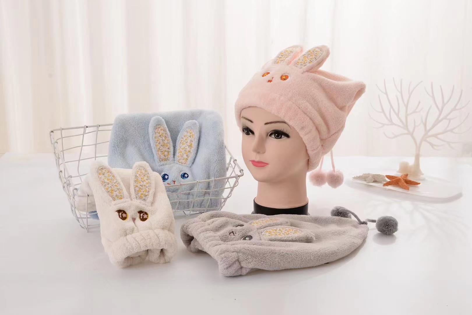 义乌好货飘阳吸水干发帽可爱兔子干发帽公主帽