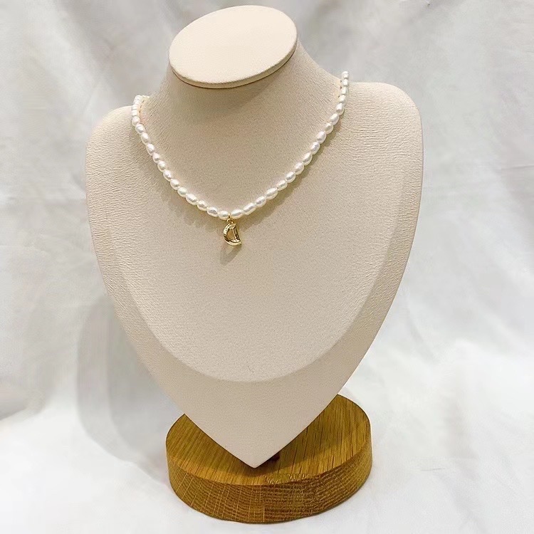 Freshwater pearl personalized necklace in stainless steel style 2 details Picture