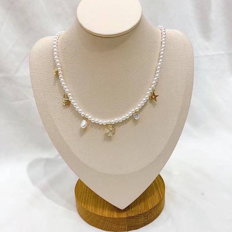Freshwater pearl personalized necklace in stainless steel style 1
