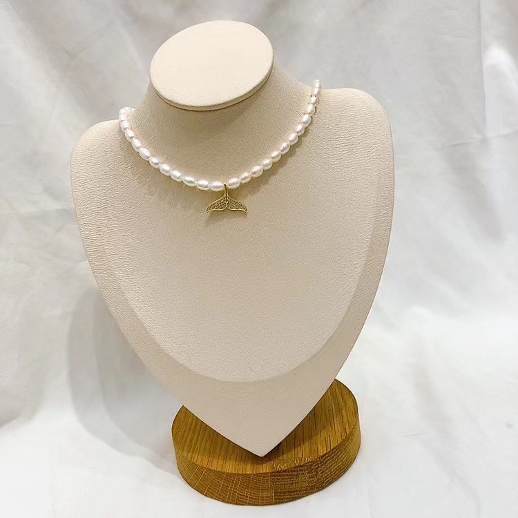 Freshwater pearl personalized necklace in stainless steel style 2
