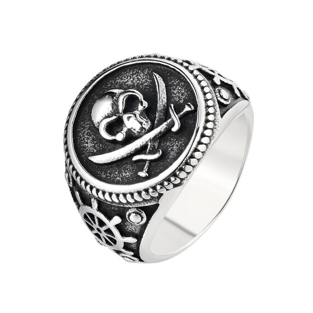 Ghost head ring, stainless steel men's ring, European and American fashion brand ring